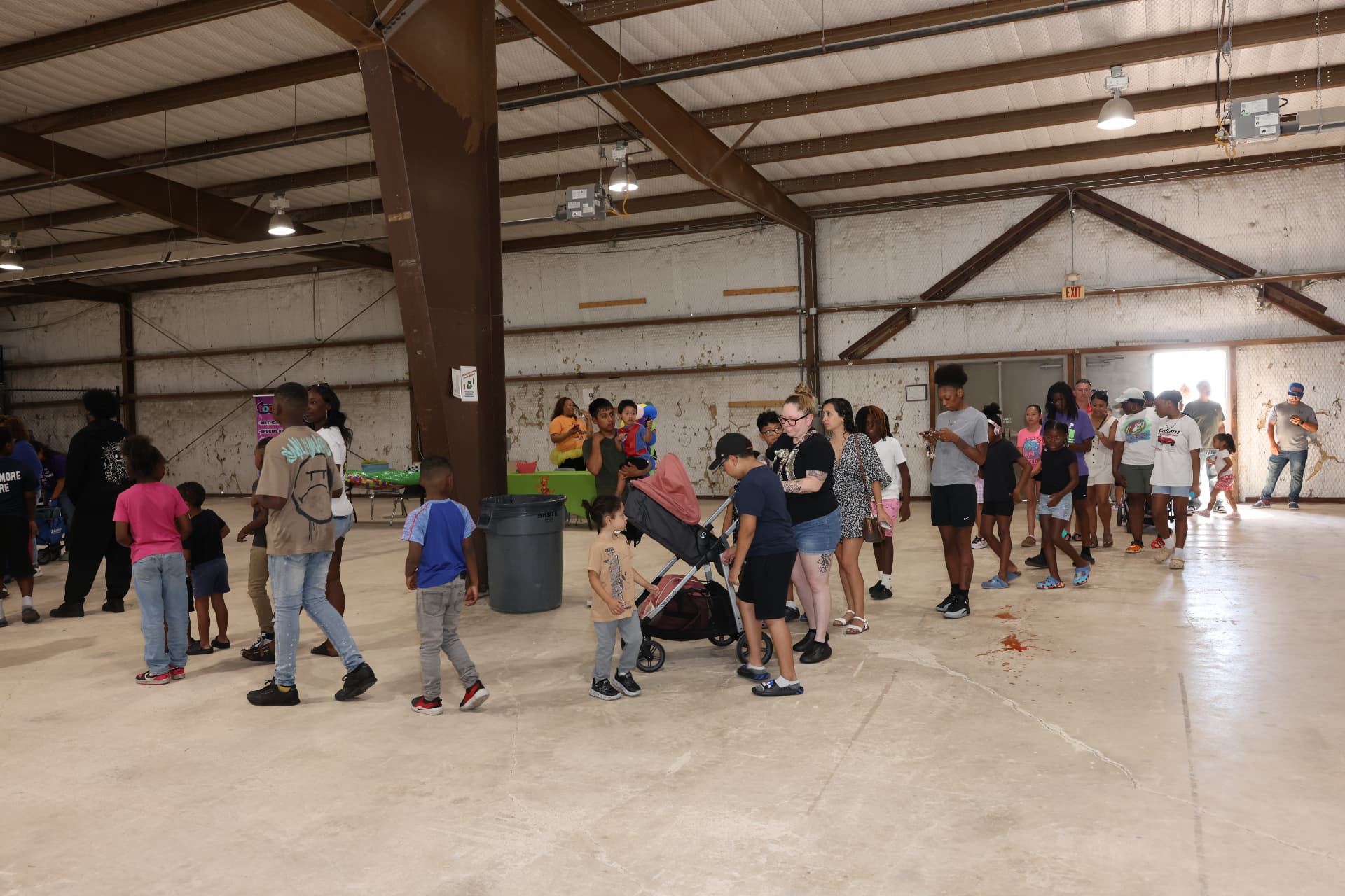 Families lined up inside the venue during the festival.
